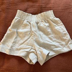 Reformation cream linen shorts